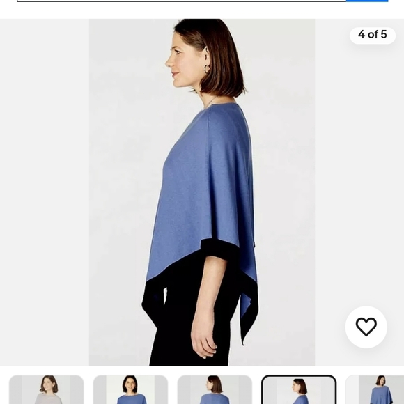 J. Jill Stylish Cotton/Linen Sweater-Knit Color Block Poncho one size - Picture 1 of 8
